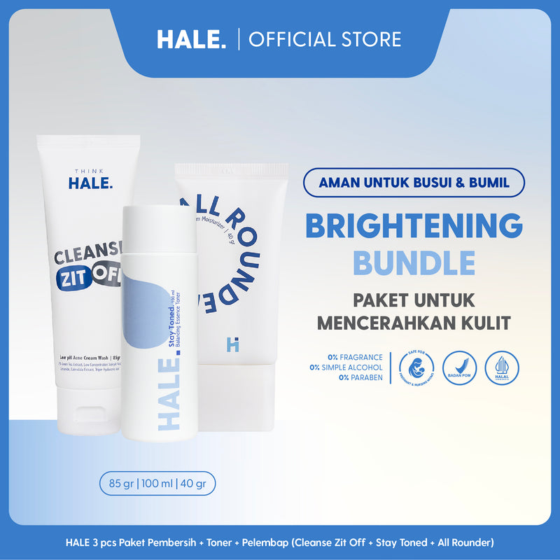 HALE 3 pcs Paket Skincare Bumil Busui | Pembersih, Toner/Serum, dan Pelembap