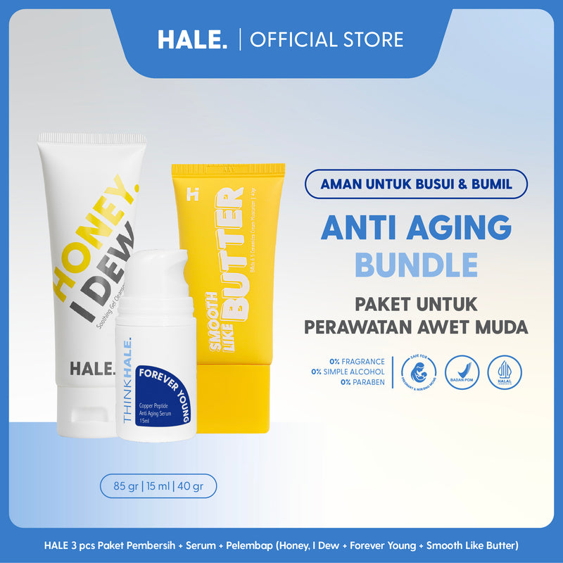 HALE 3 pcs Paket Skincare Bumil Busui | Pembersih, Toner/Serum, dan Pelembap