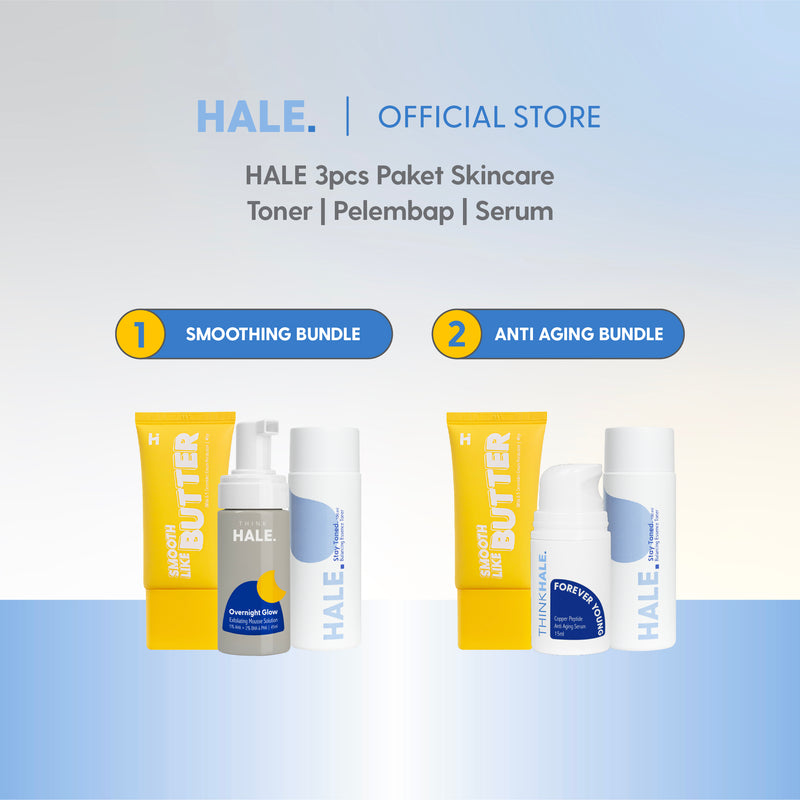 HALE 3 pcs Paket Skincare Toner, Serum, dan Pelembap