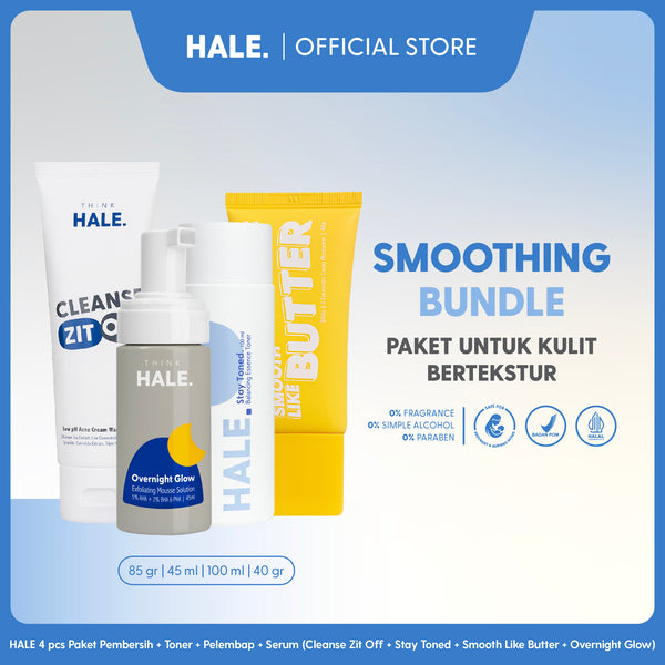 HALE 4 pcs Paket Skincare Pembersih, Toner, Serum, dan Pelembap