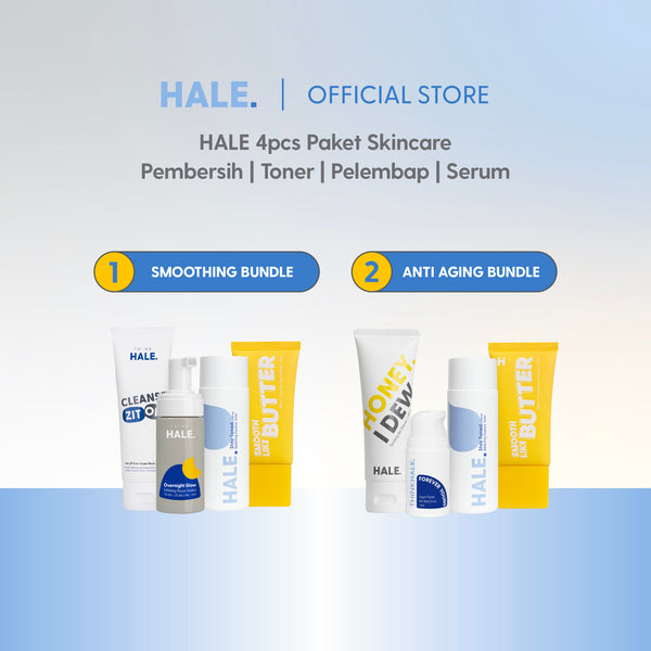 HALE 4 pcs Paket Skincare Pembersih, Toner, Serum, dan Pelembap