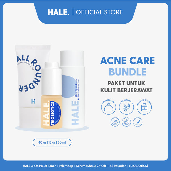 HALE 3 pcs Paket Skincare Toner, Serum, dan Pelembap