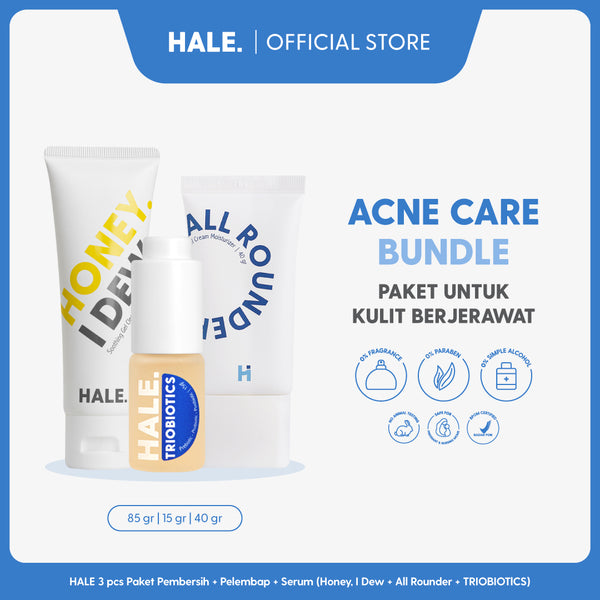 HALE 3 pcs Paket Skincare Pembersih, Pelembap, dan Serum