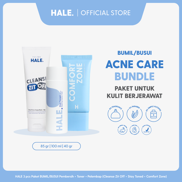 HALE 3 pcs Paket Skincare Bumil Busui | Pembersih, Toner/Serum, dan Pelembap