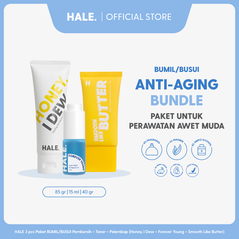 HALE 3 pcs Paket Skincare Bumil Busui | Pembersih, Toner/Serum, dan Pelembap