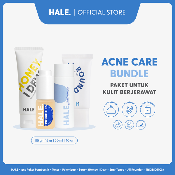 HALE 4 pcs Paket Skincare Pembersih, Toner, Serum, dan Pelembap